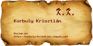 Korbuly Krisztián névjegykártya